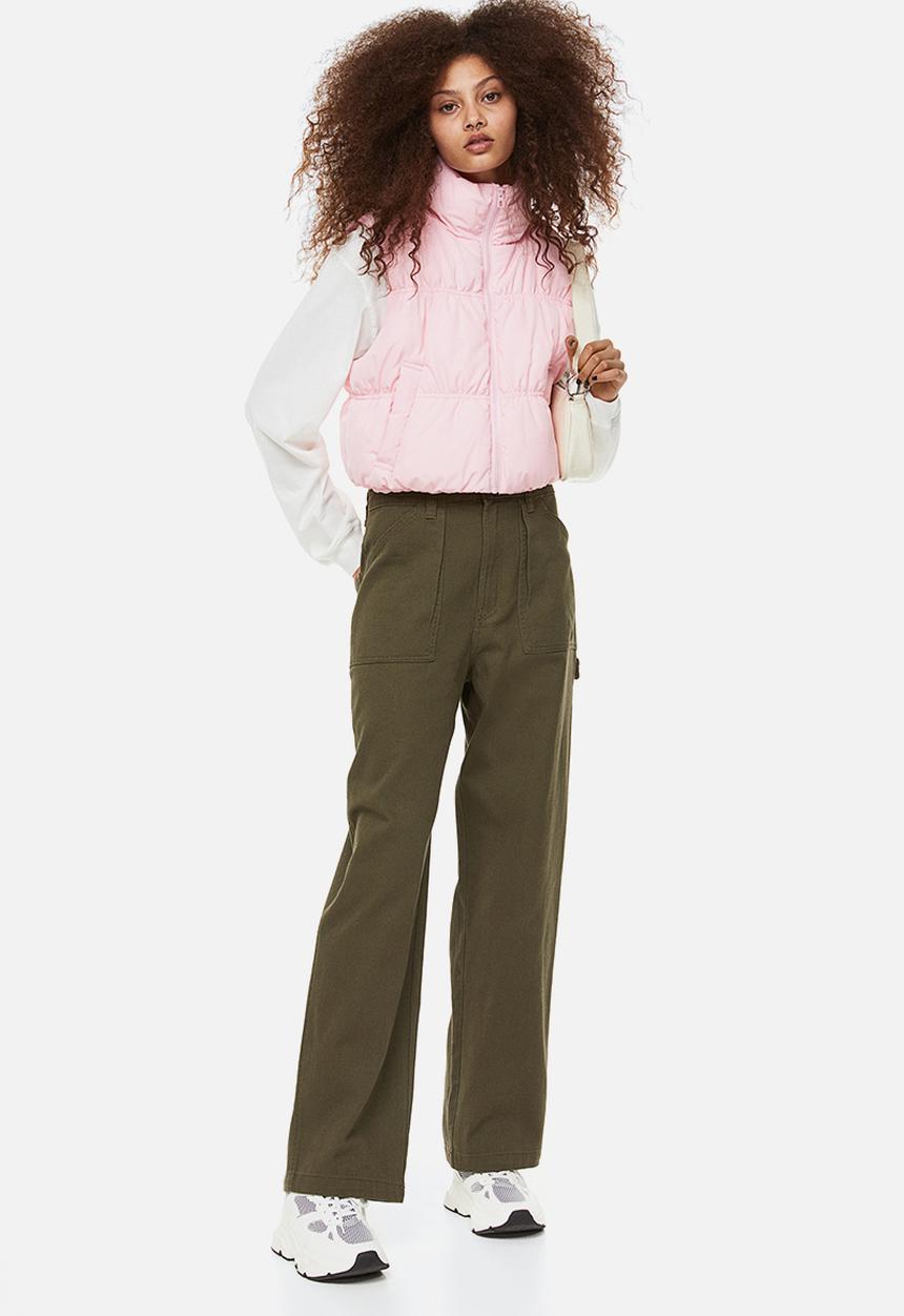 H&M - Twill cargo trousers - dark khaki green