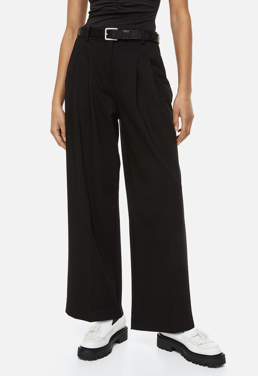 H&M - Wide tailored trousers - black