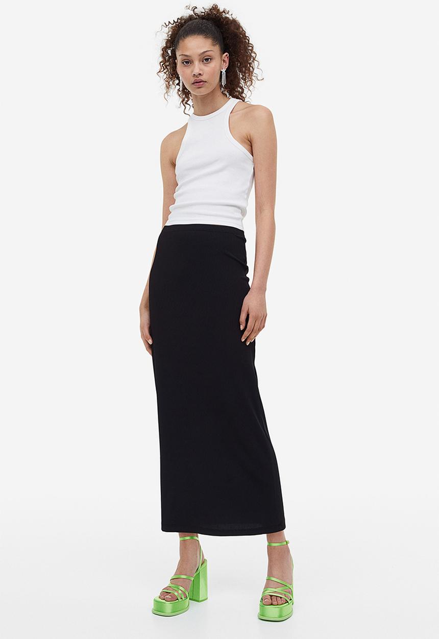 H&M - Ribbed pencil skirt - black