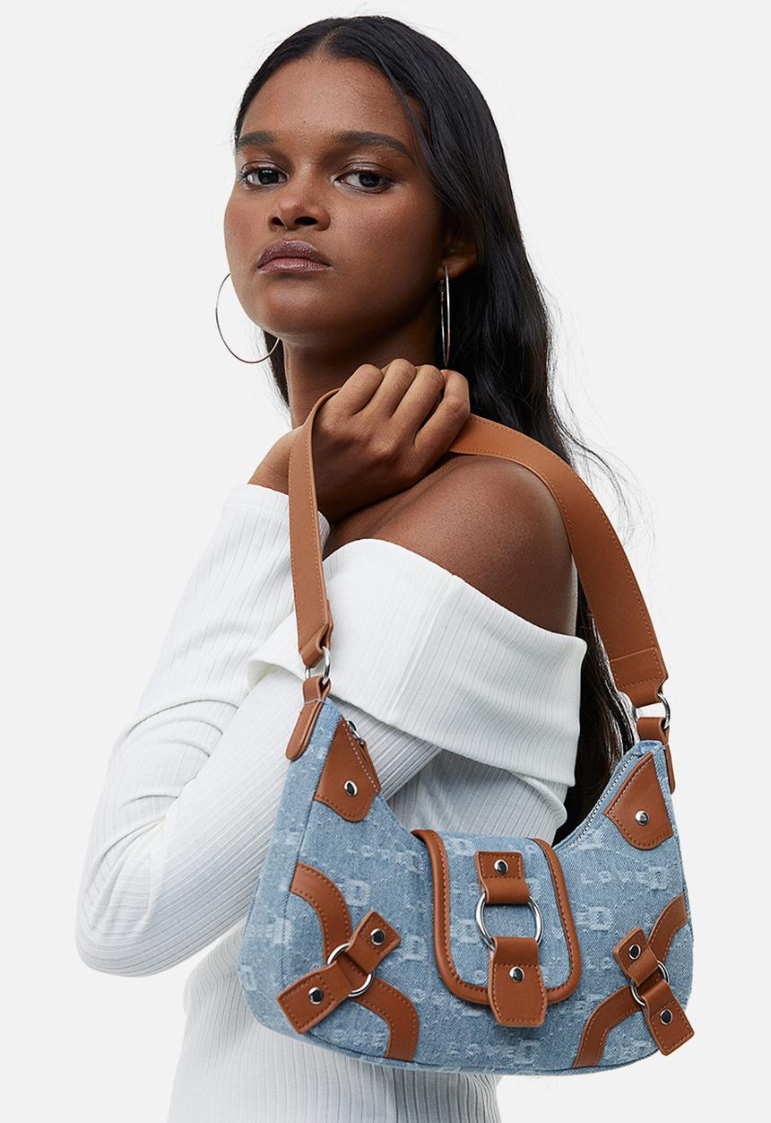 H&M - Shoulder bag - denim blue/brown 