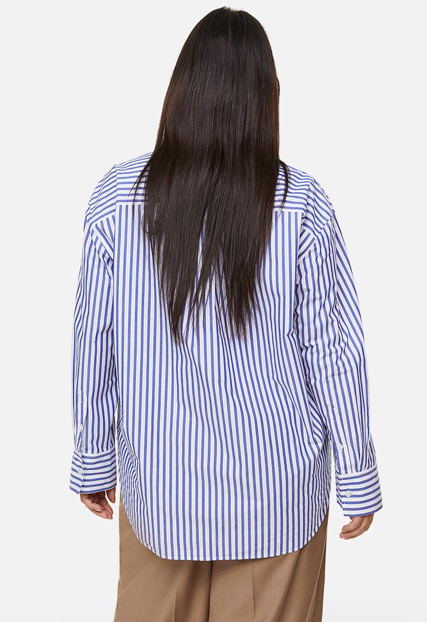 H&M - Cotton poplin shirt - blue/striped 
