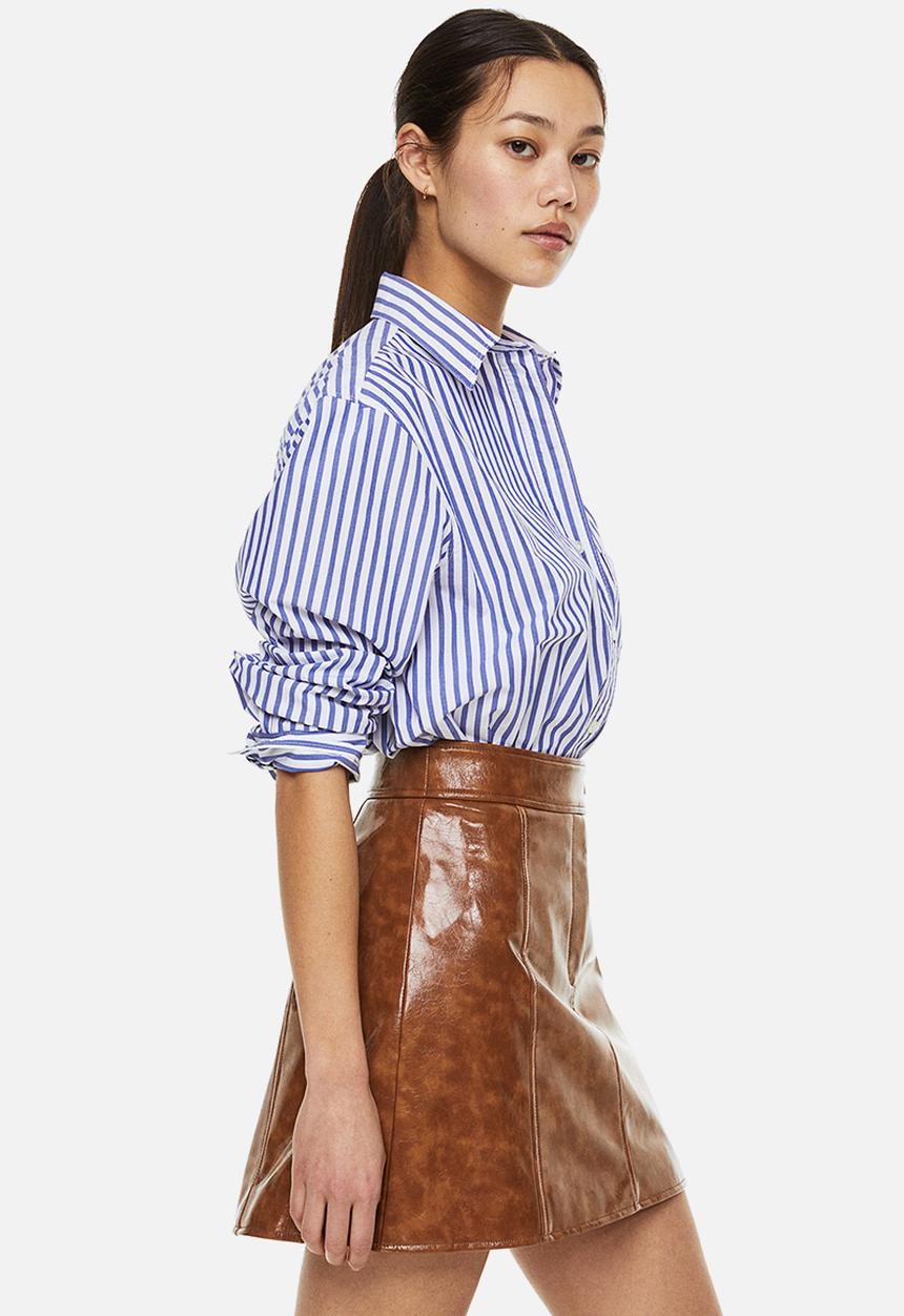 H&M - Cotton poplin shirt - blue/striped 
