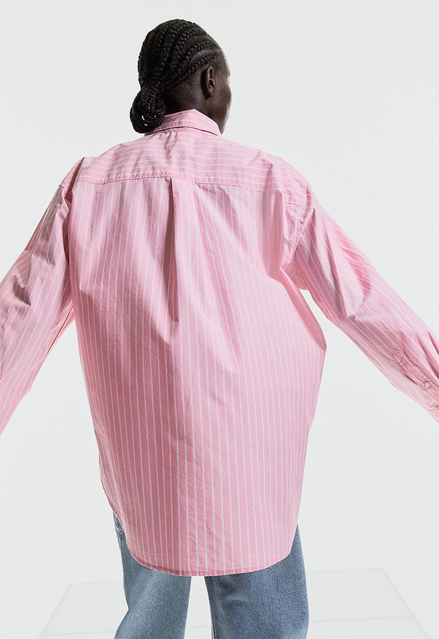 H&M - Cotton poplin shirt - pink/striped