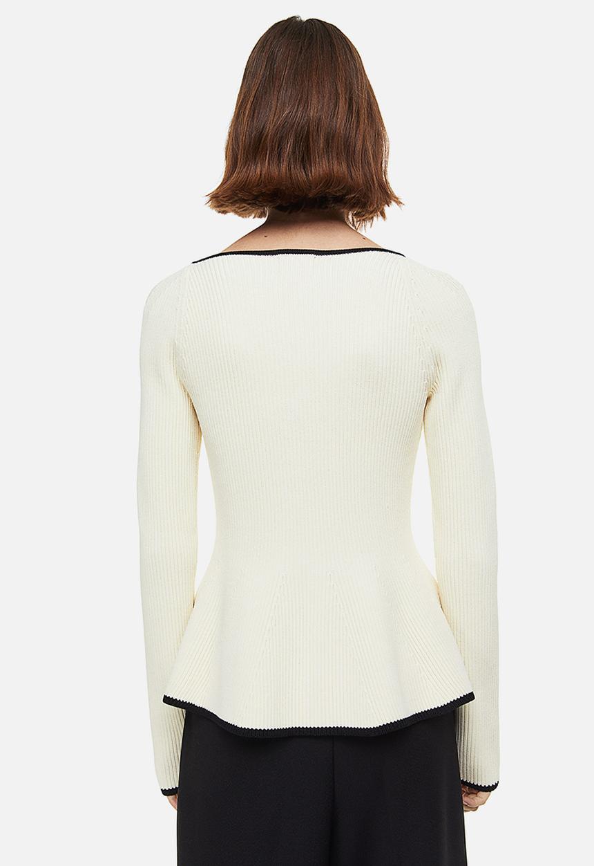 H&M - Rib-knit top - cream/black