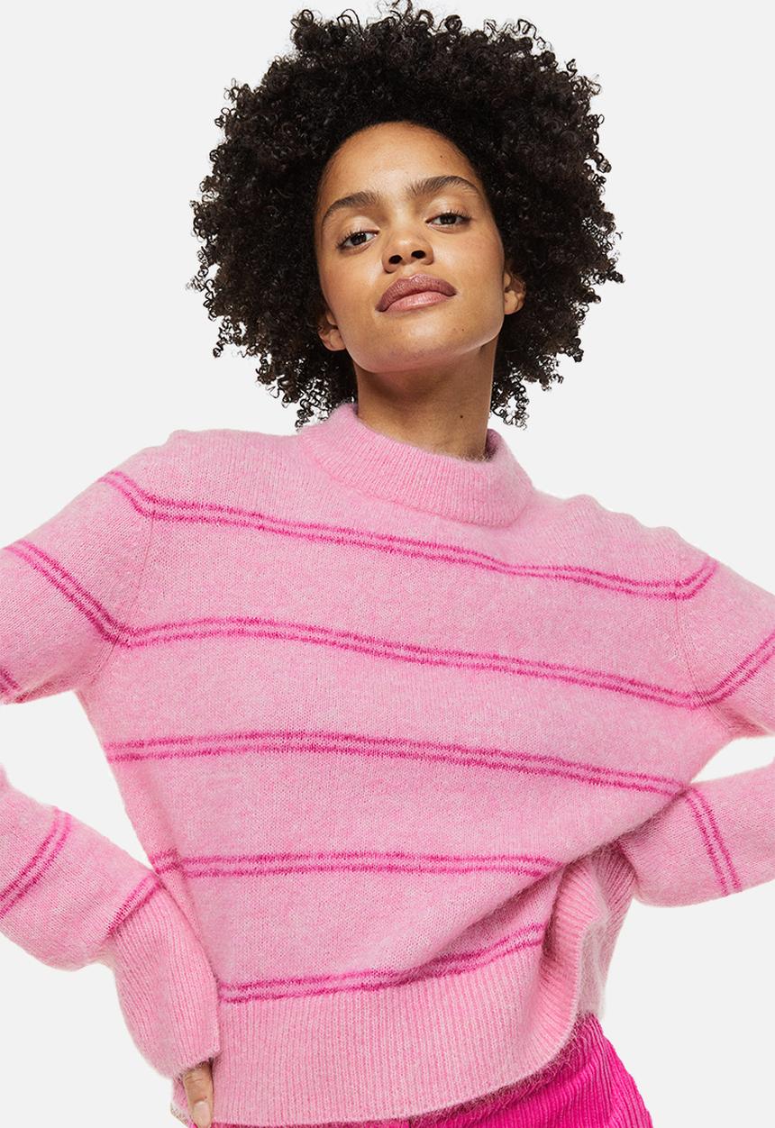 H&M - Mohair-blend jumper - pink/striped