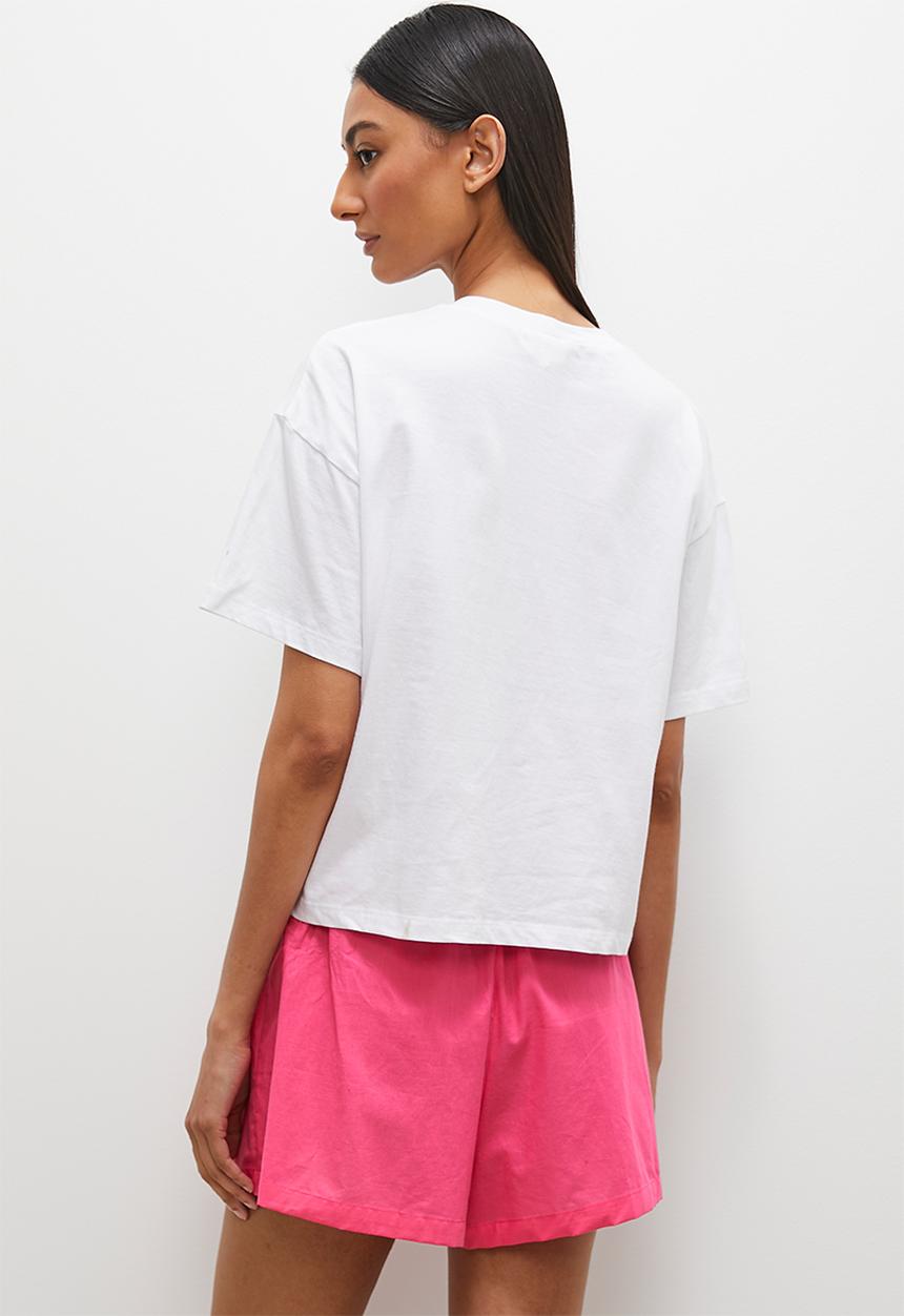 Superbalist - Cotton short & placement print tee set - white / pink
