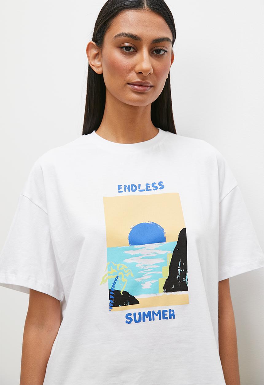 Superbalist - Cotton short & placement print tee set - white / lime
