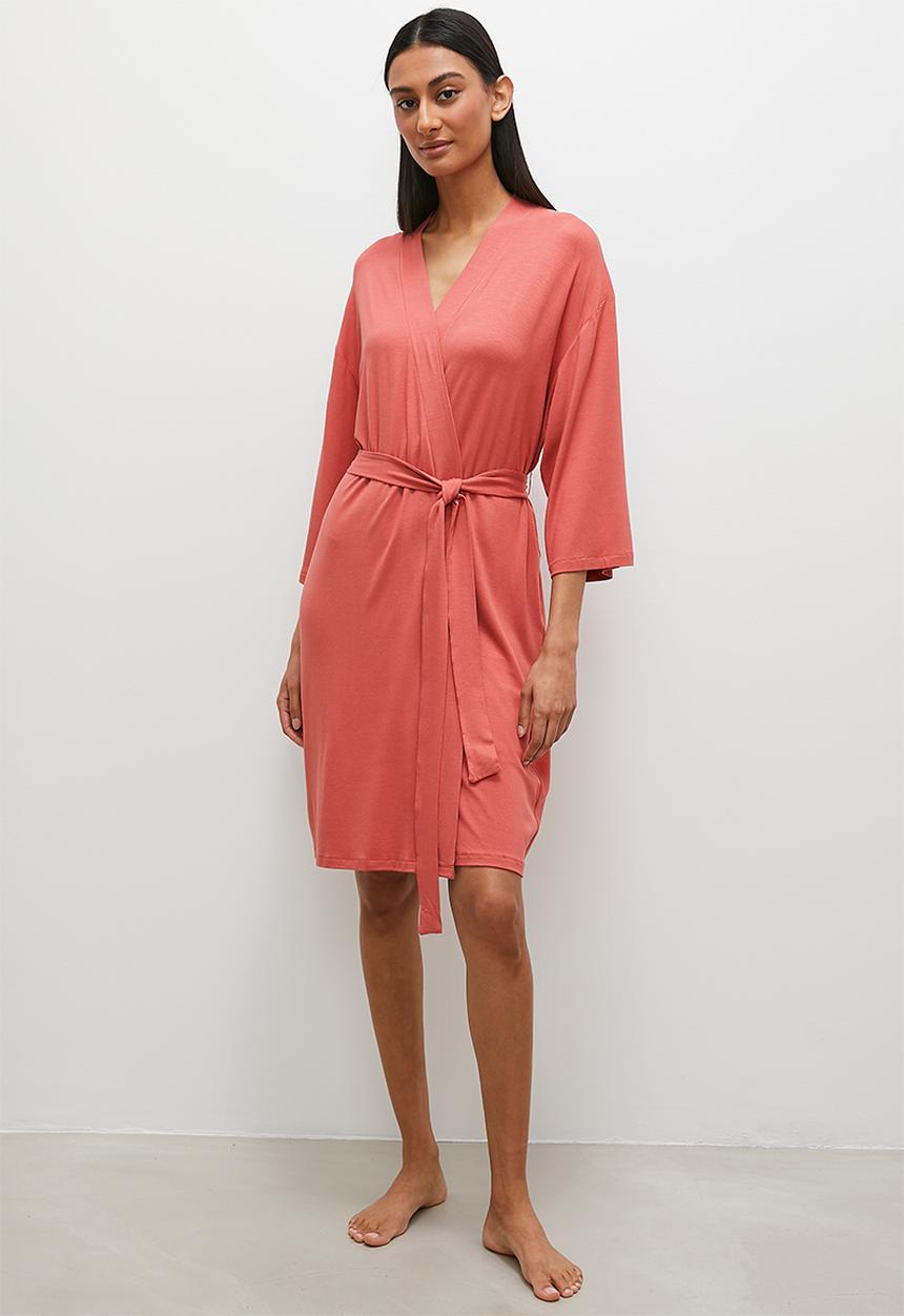 Superbalist - Viscose knit robe - terracotta