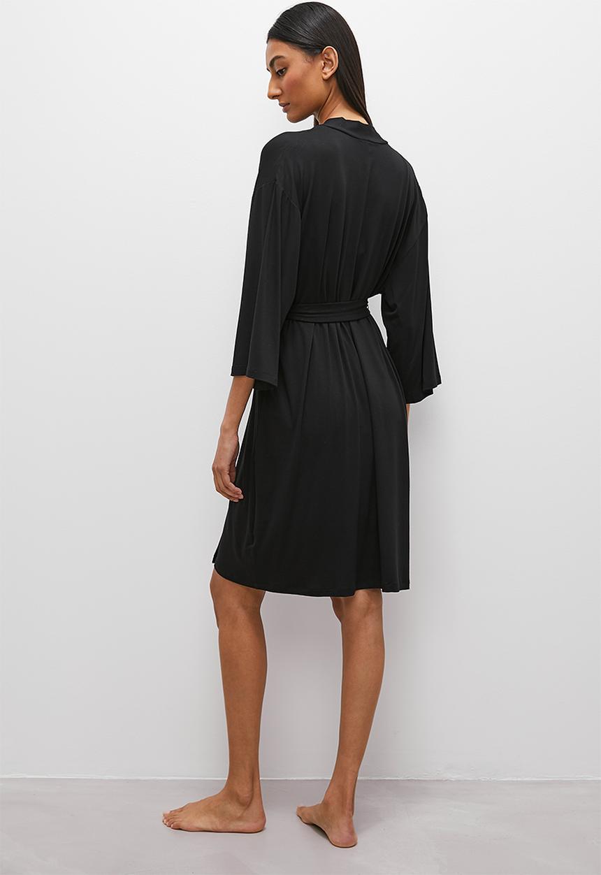Superbalist - Viscose knit robe - black