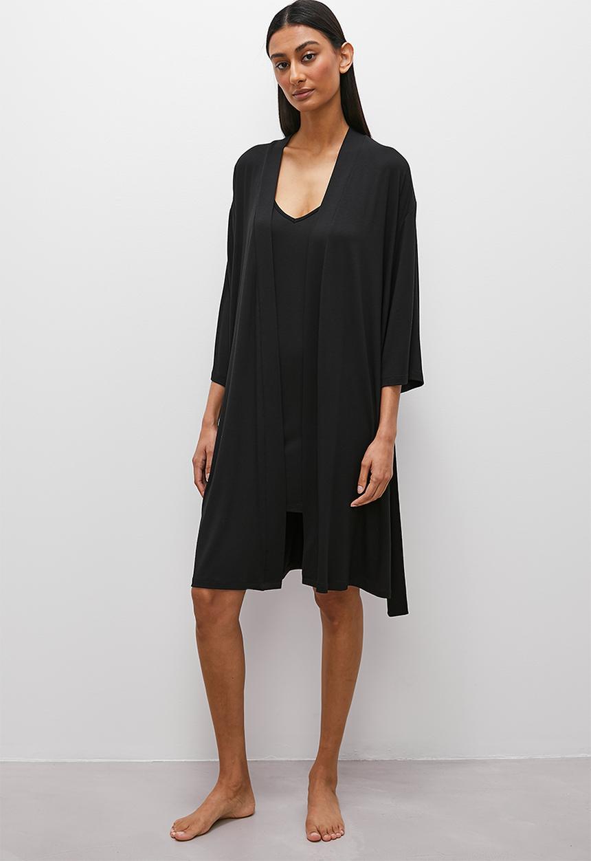 Superbalist - Viscose knit robe - black