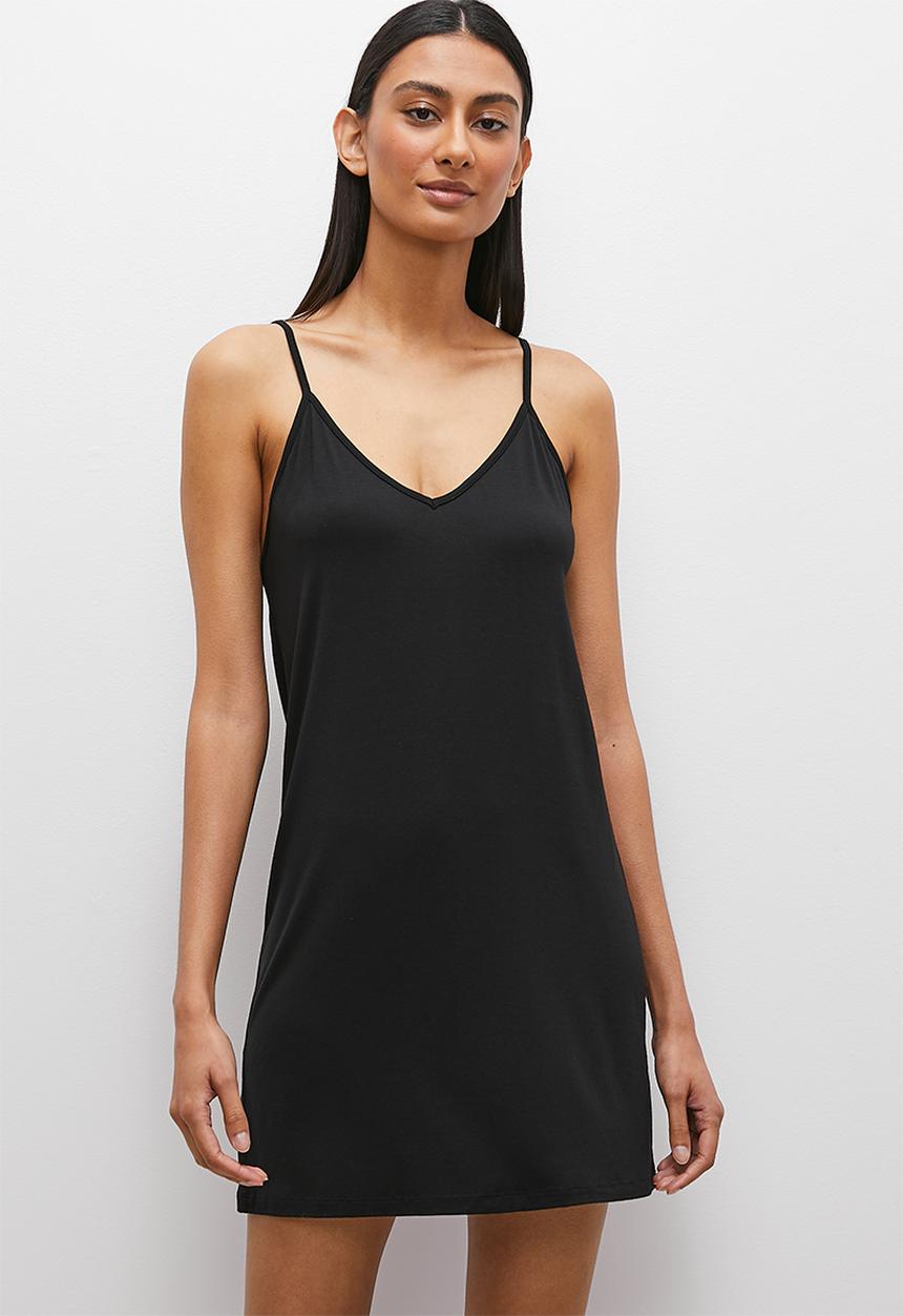 Superbalist - Viscose knit sleep slip - black