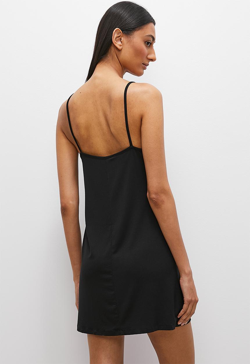 Superbalist - Viscose knit sleep slip - black