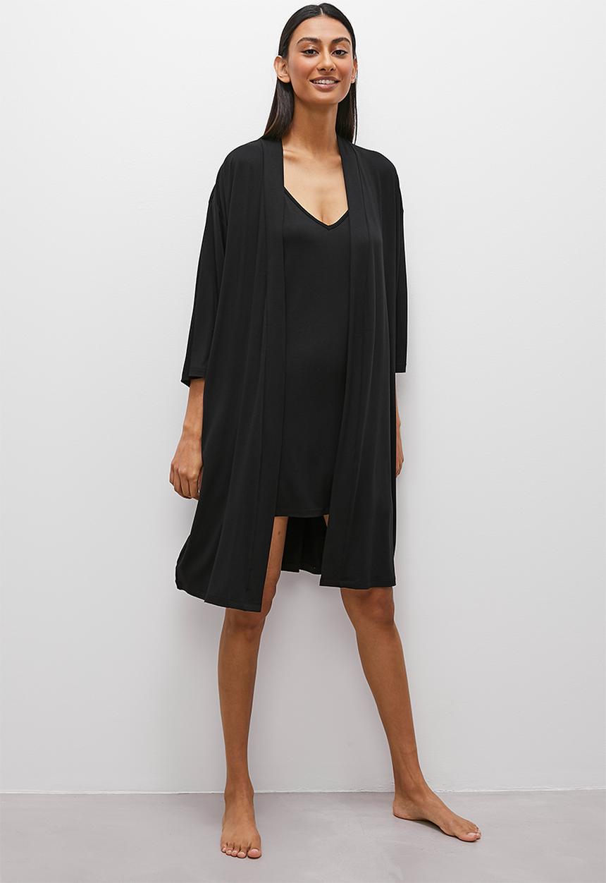 Superbalist - Viscose knit sleep slip - black