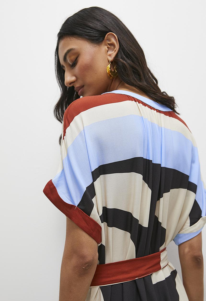 Superbalist - Relaxed notch front tunic dress with slit - tribal print