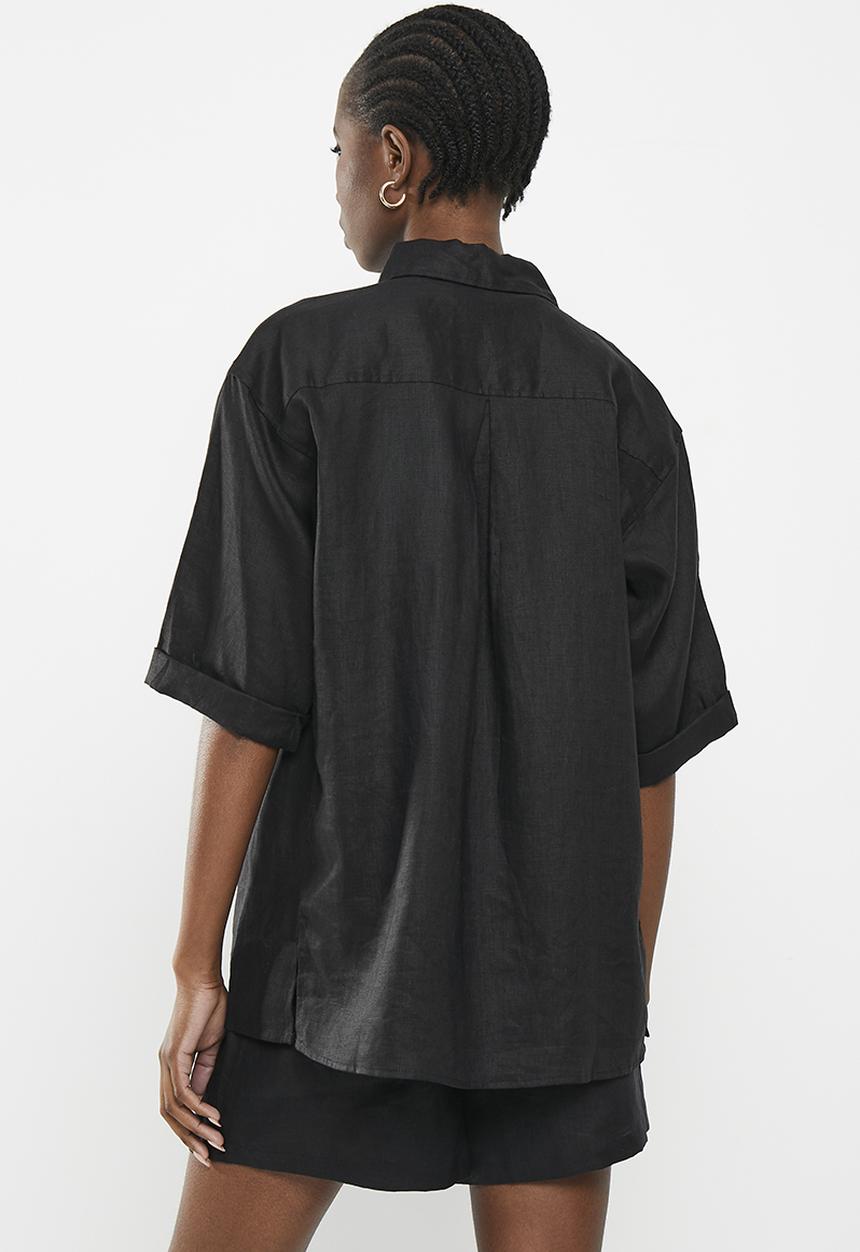 Me&B - Oversized linen shirt - black