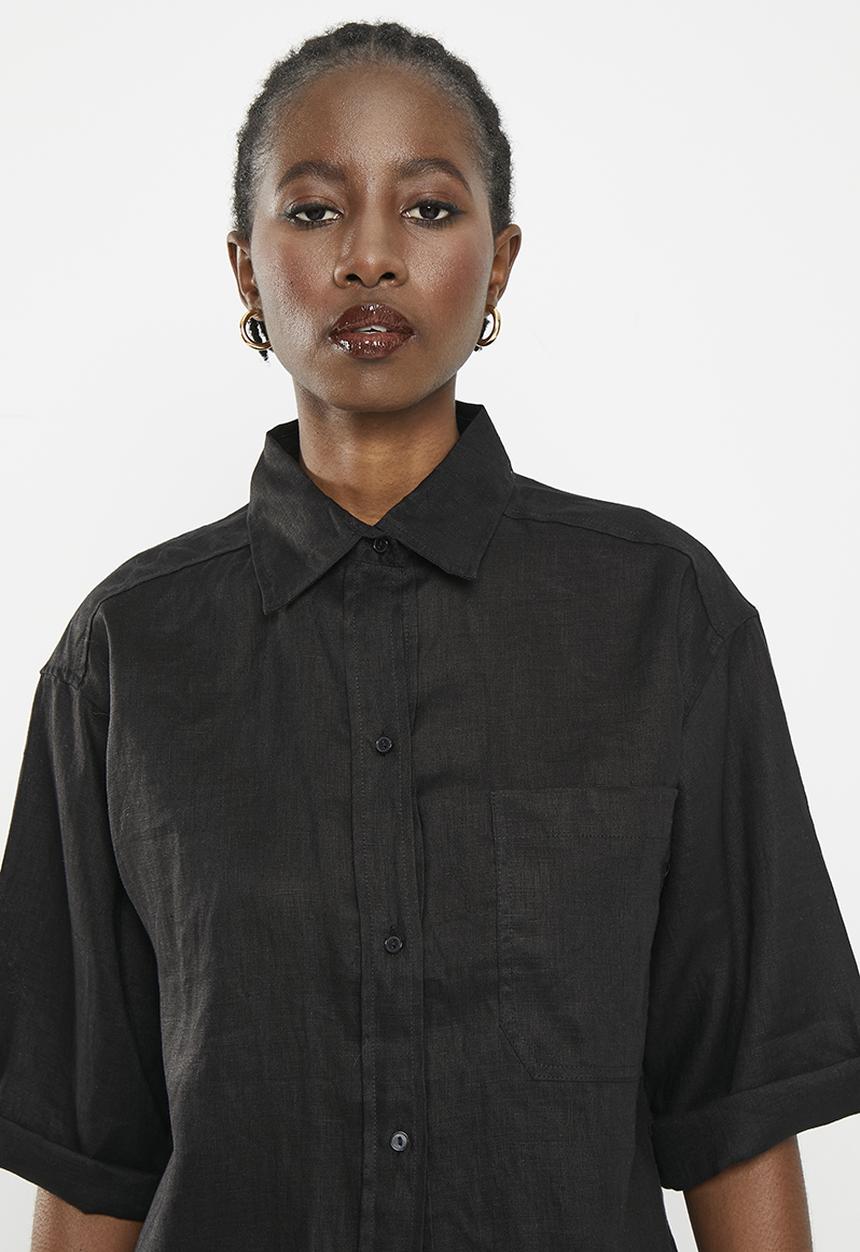 Me&B - Oversized linen shirt - black