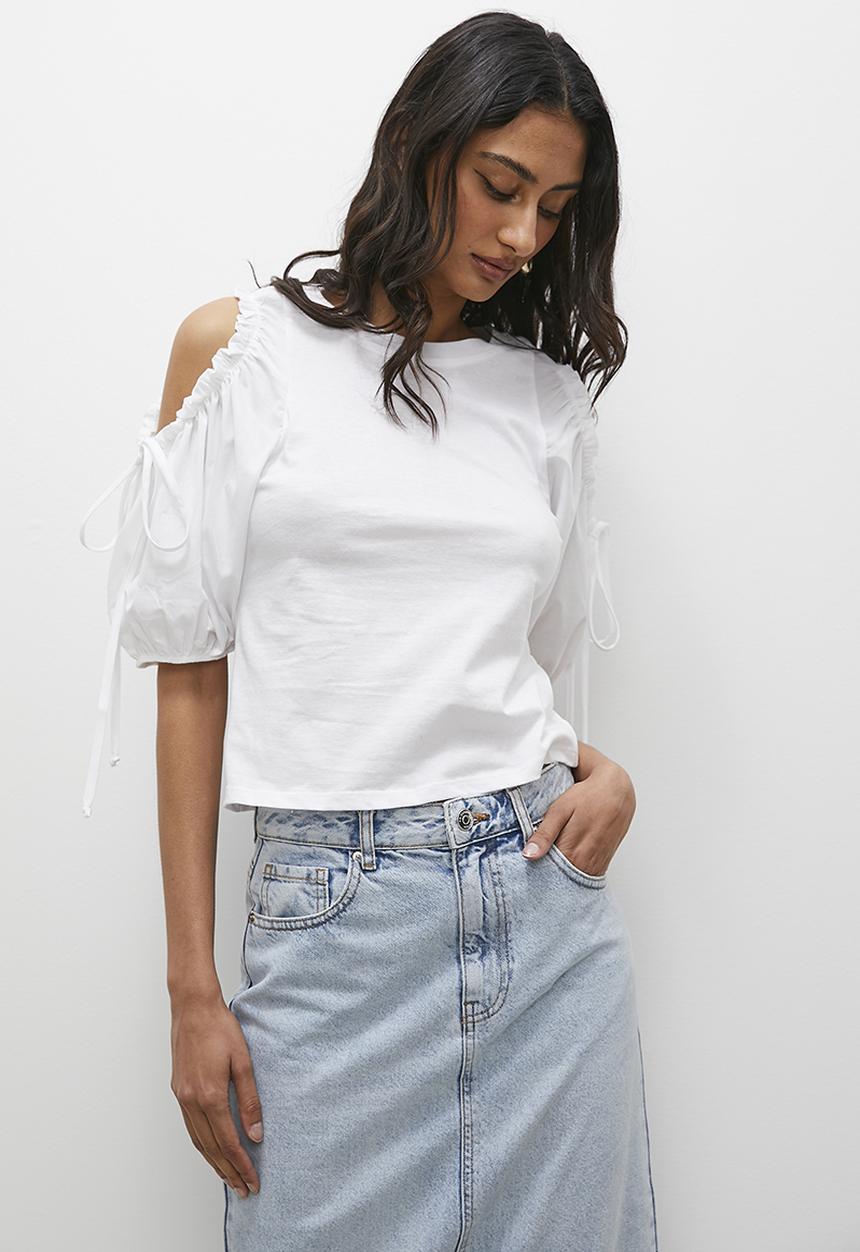 Superbalist - Contrast cut out tee - white