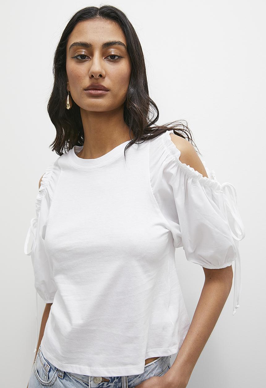 Superbalist - Contrast cut out tee - white