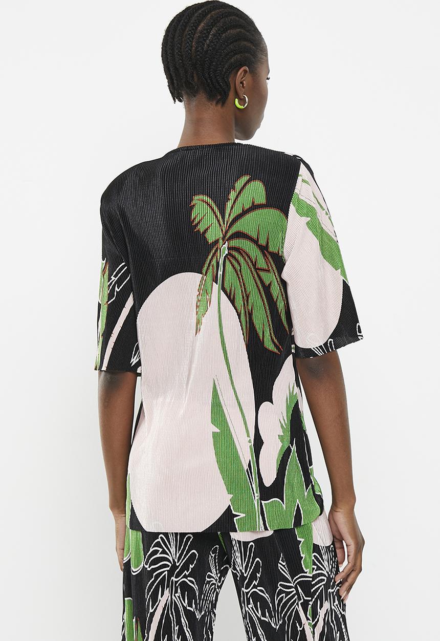 Me&B - Plisse top with shoulder pads - multi