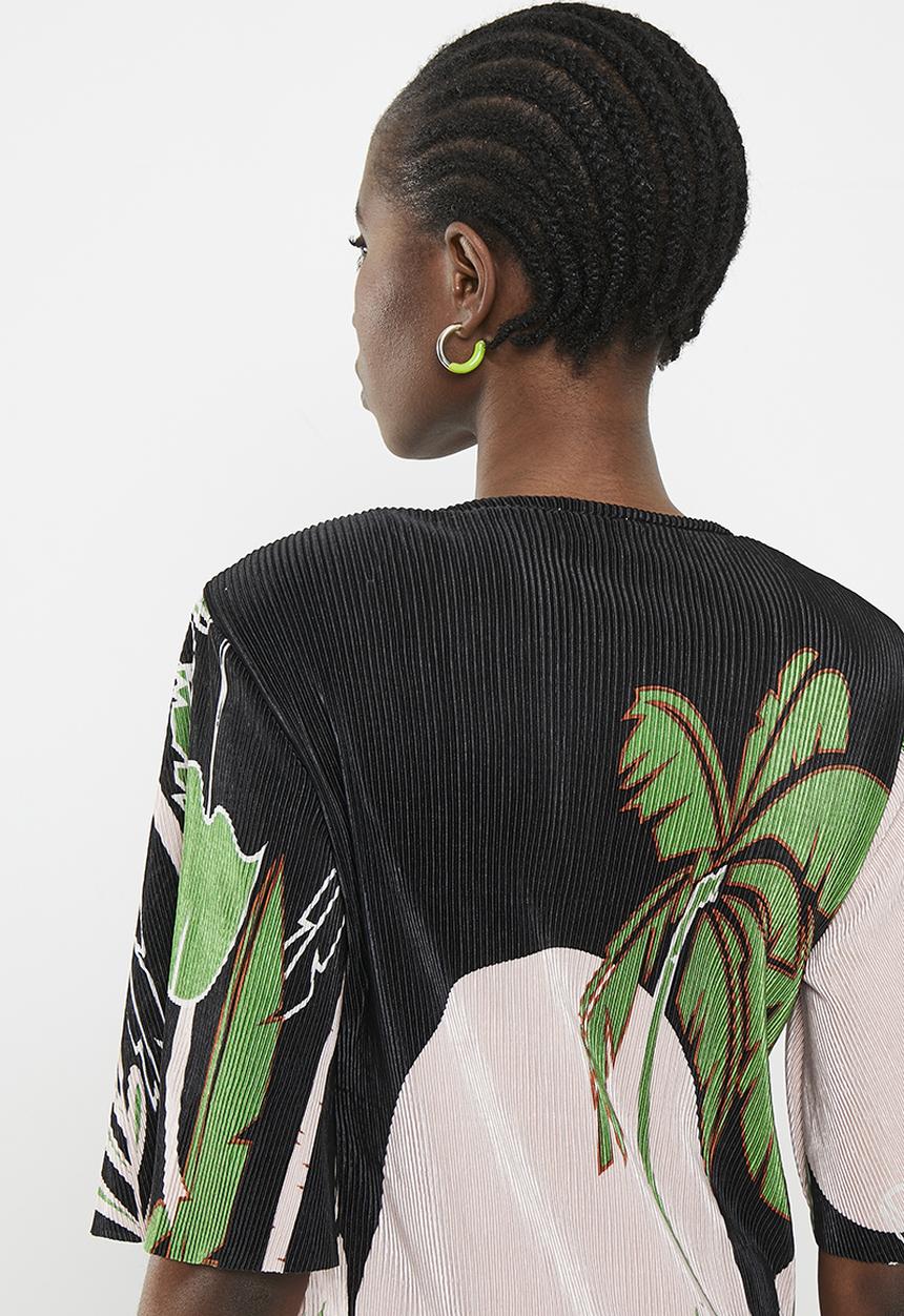 Me&B - Plisse top with shoulder pads - multi