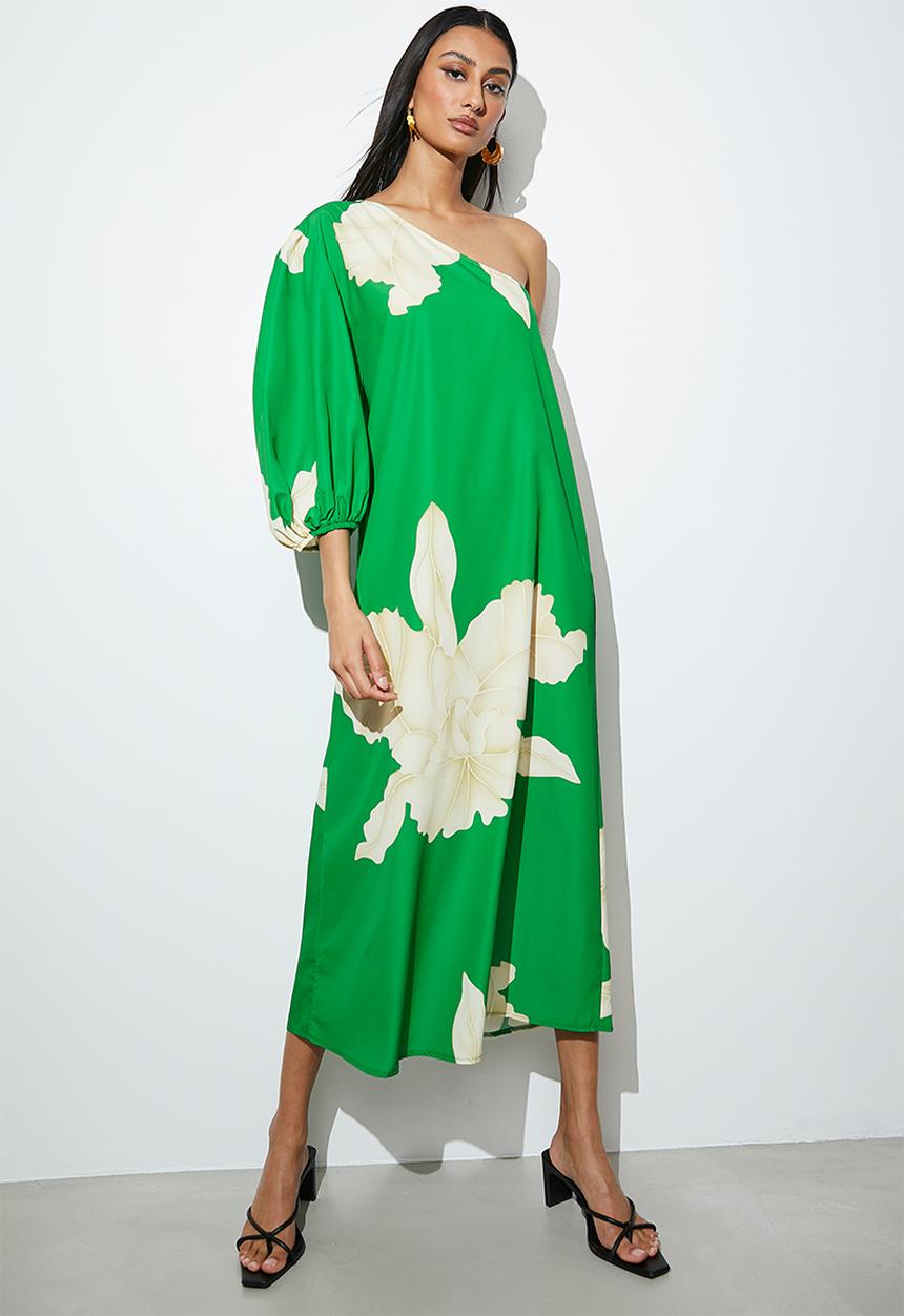 VELVET - Asymmetric midi tunic - green 