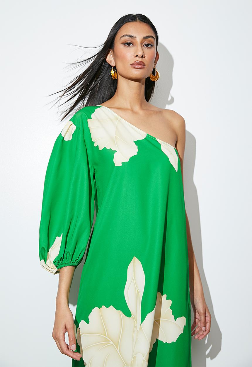 VELVET - Asymmetric midi tunic - green 