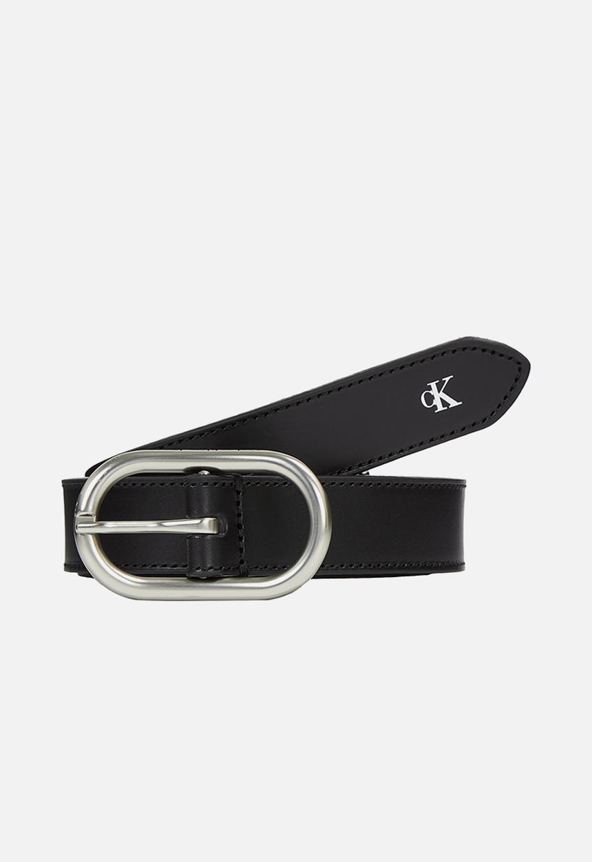 Calvin Klein - Logo round classic leather belt25mm - black