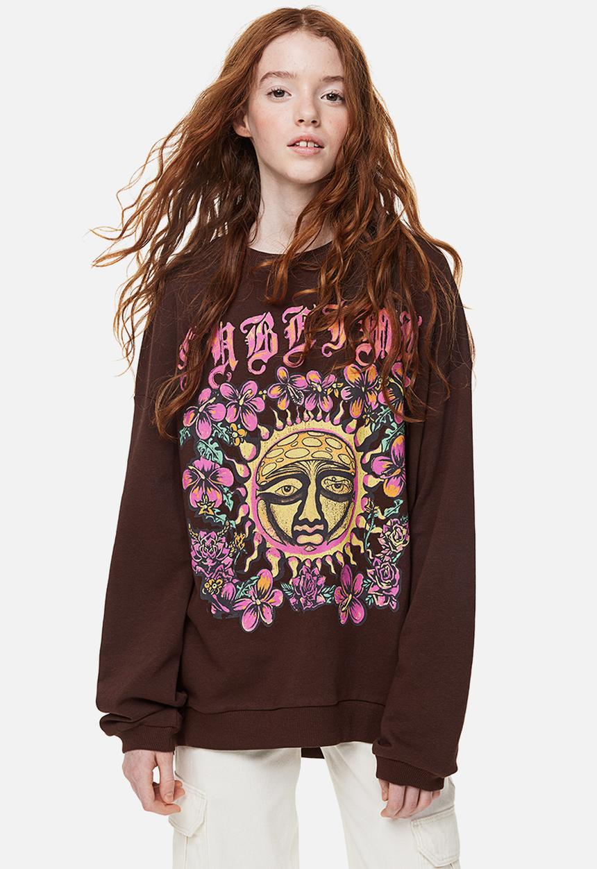 H&M - Oversized printed sweatshirt - brown,multi