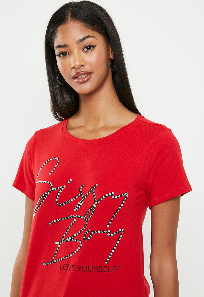 SISSY BOY - Regular fit top with short sleeves - red
