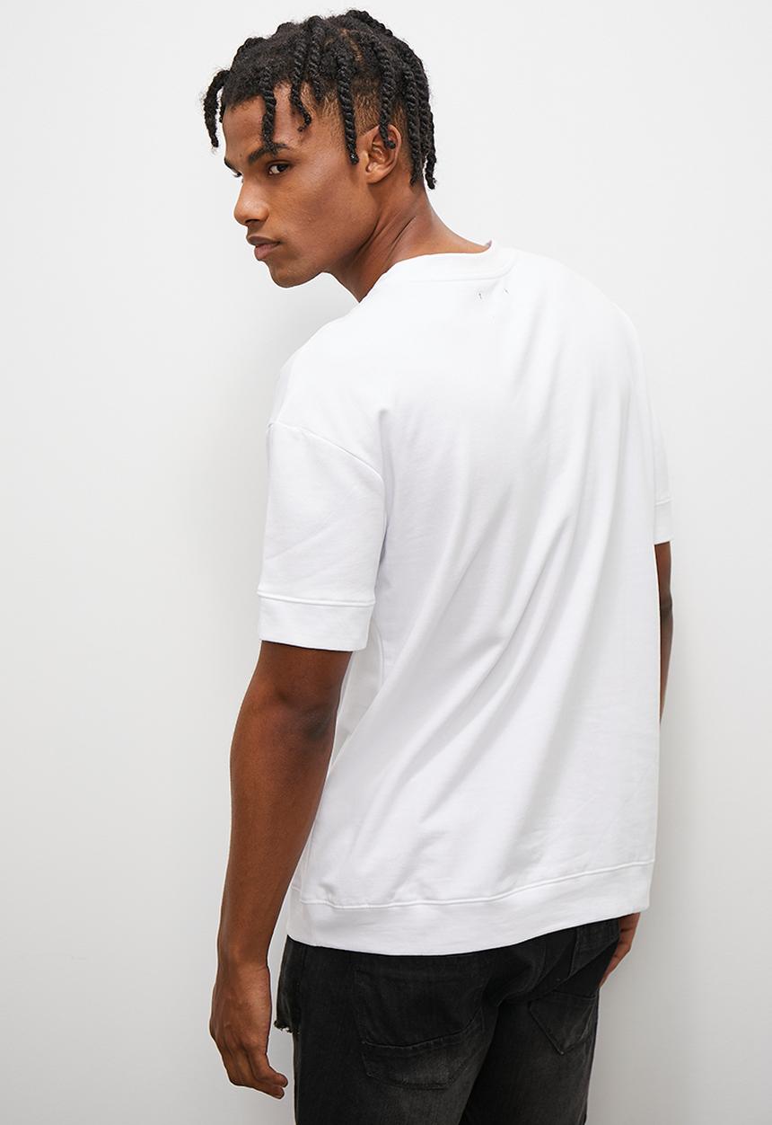 STYLE REPUBLIC - Boxy cuff hem crew neck tee - white 