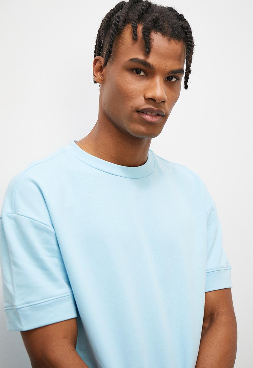 STYLE REPUBLIC - Boxy cuff hem crew neck tee - mid blue