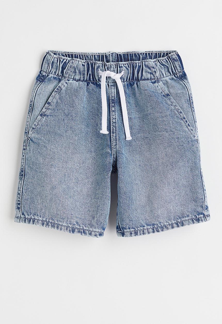 H&M - Cotton denim pull-on shorts - light denim blue 
