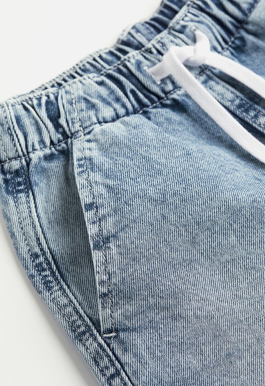 H&M - Cotton denim pull-on shorts - light denim blue 