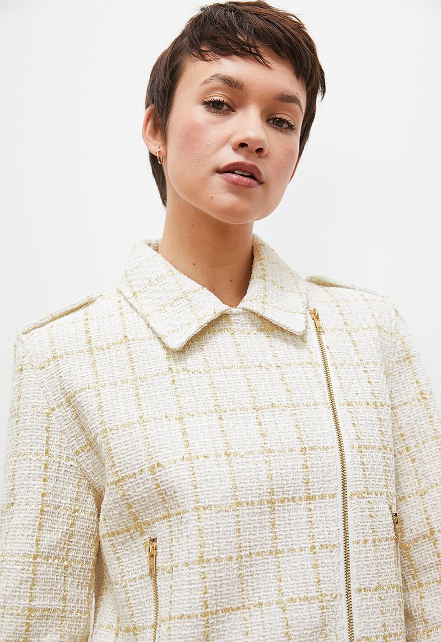edit - Tweed biker jacket  - ecru