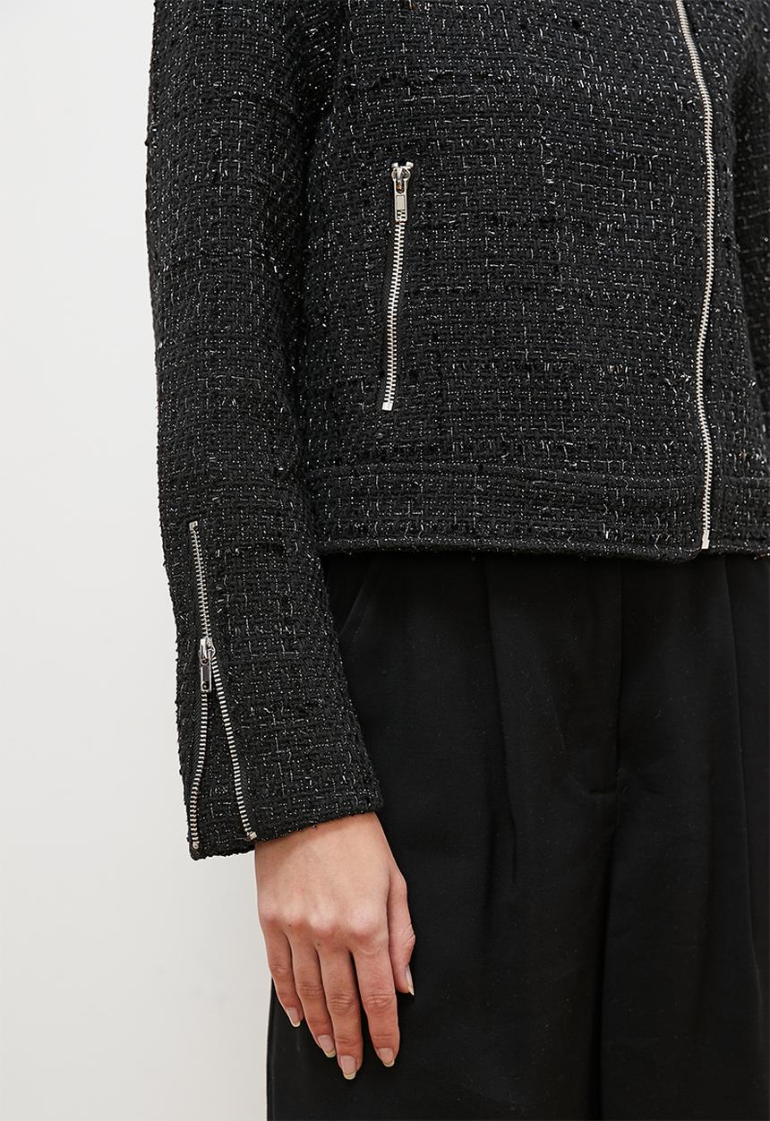 edit - Tweed biker jacket - black