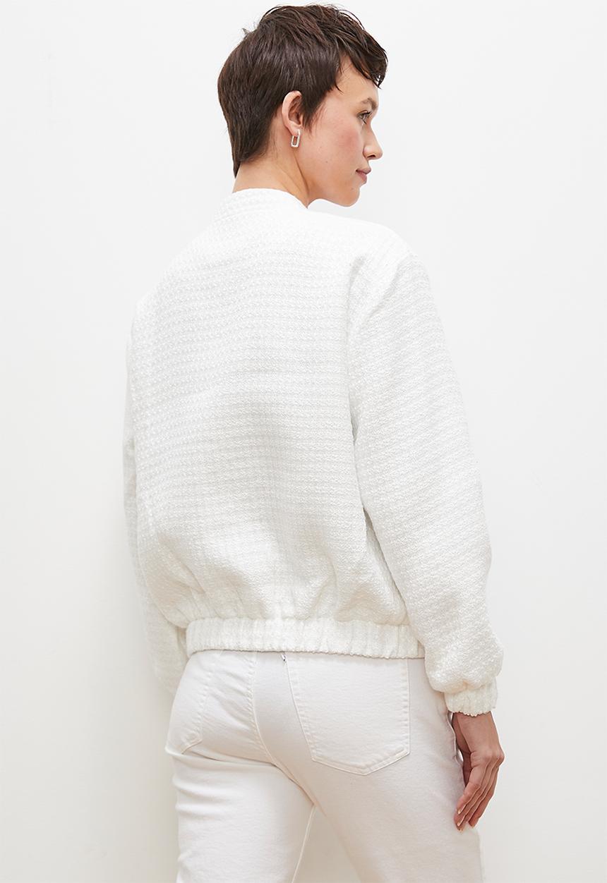edit - Tweed bomber - white