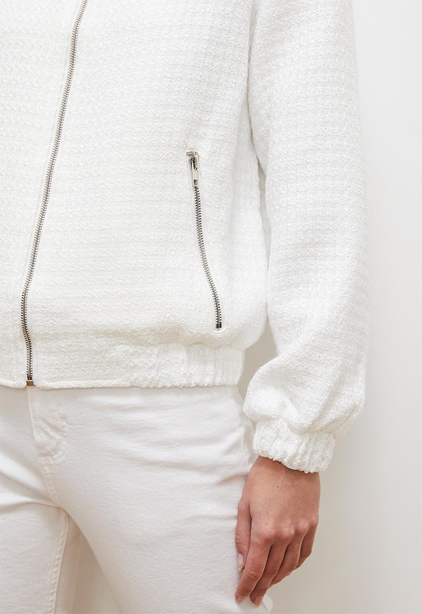 edit - Tweed bomber - white