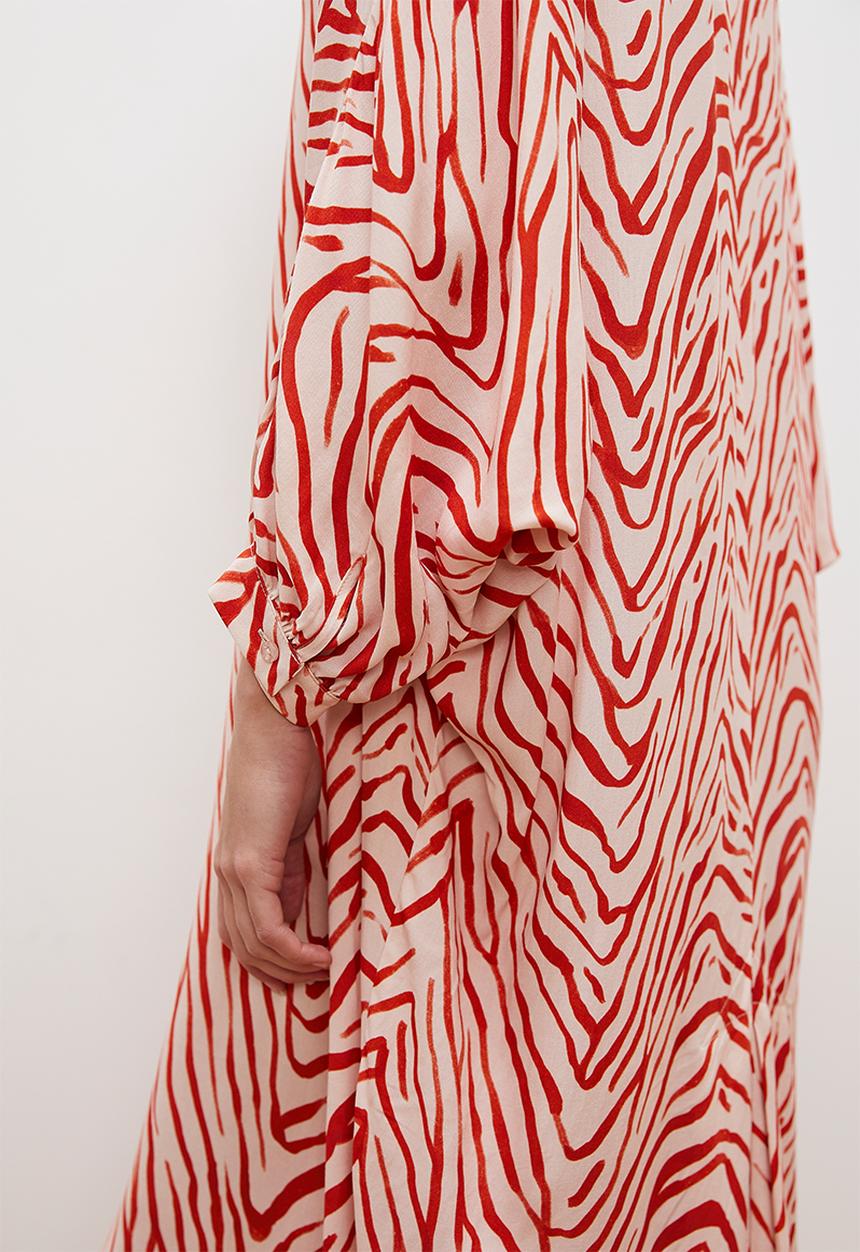 edit - Printed midi dress - rust ecru zebra