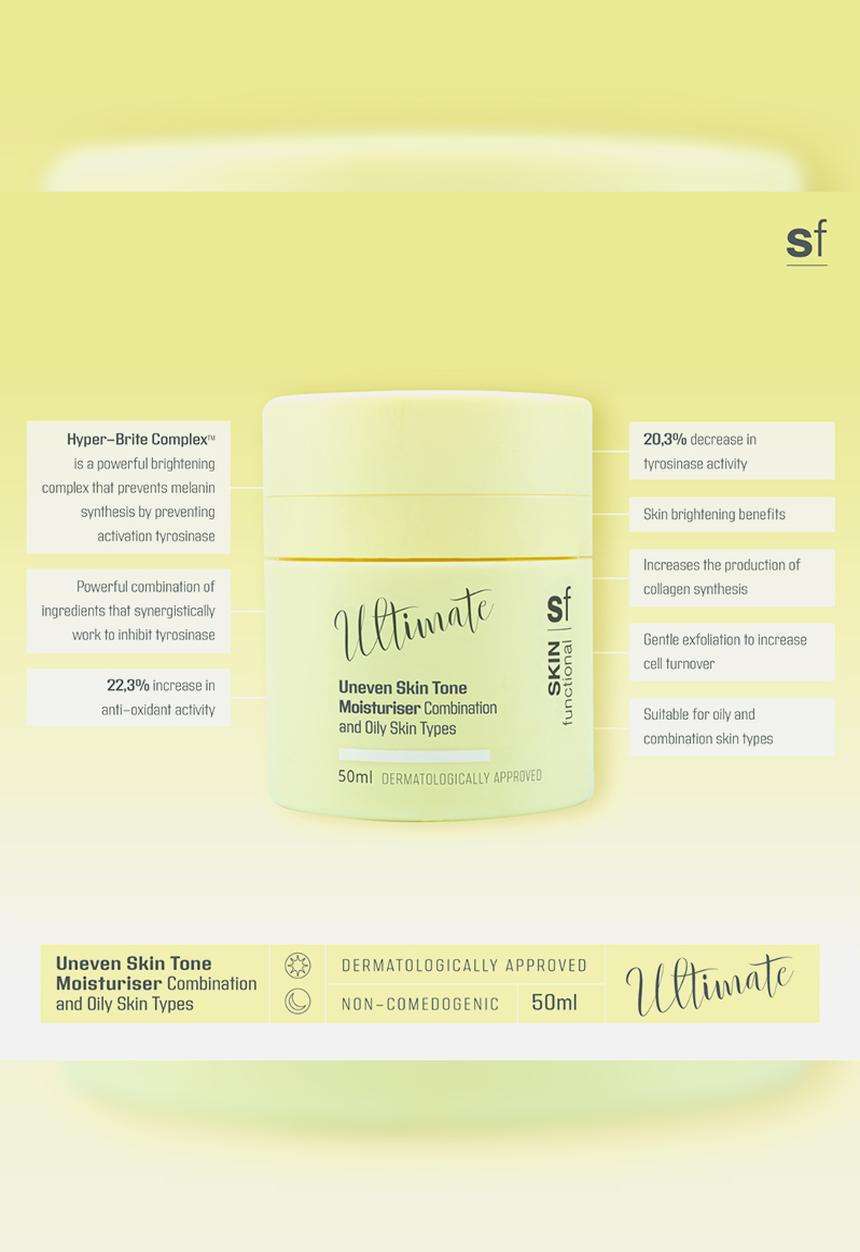 SKIN functional - Ultimate - Moisturiser For Pigmentation, Uneven Skin. Oily, Combination