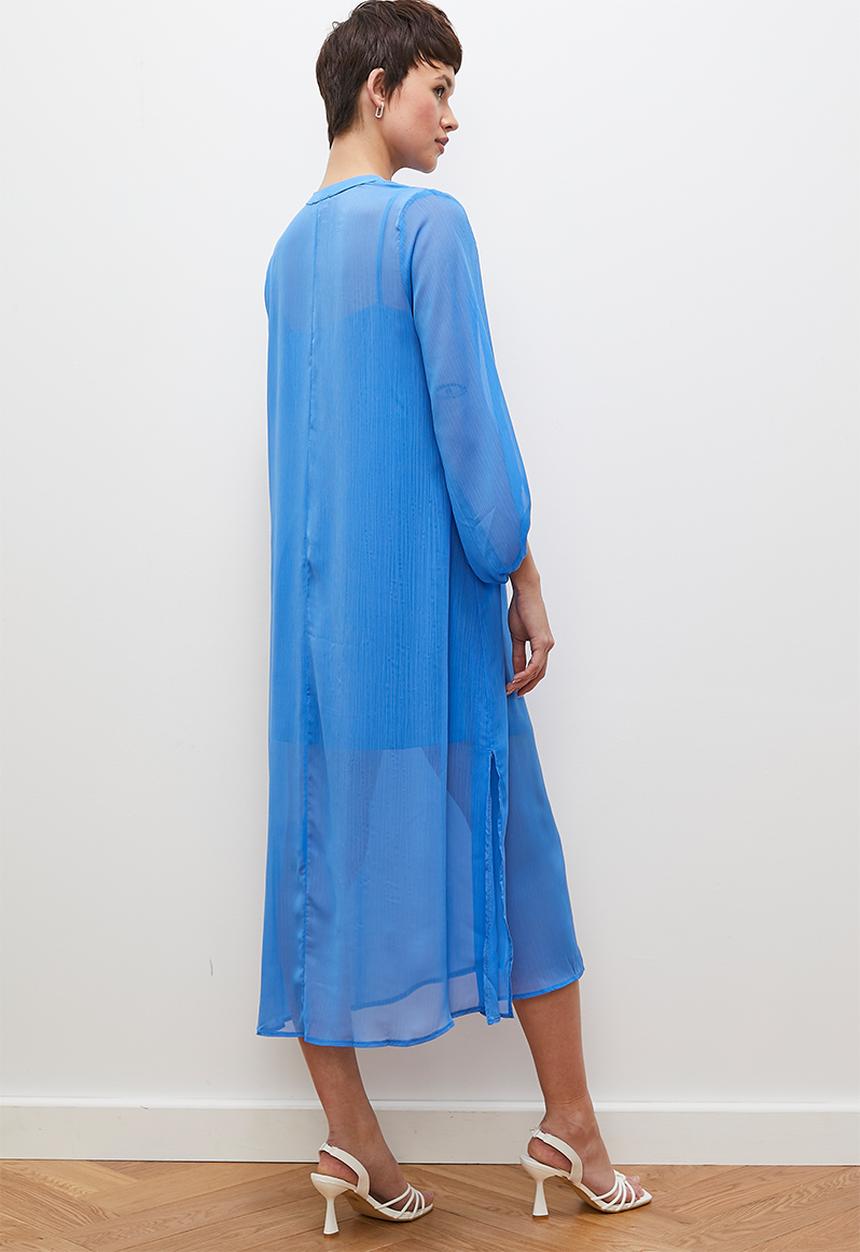 edit - Texture chiffon kaftan dress - blue