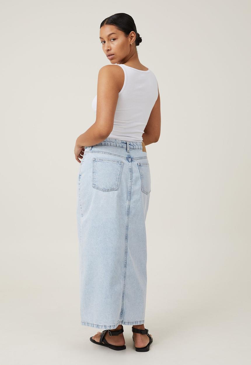 Cotton On - Bailey denim maxi skirt - palm blue