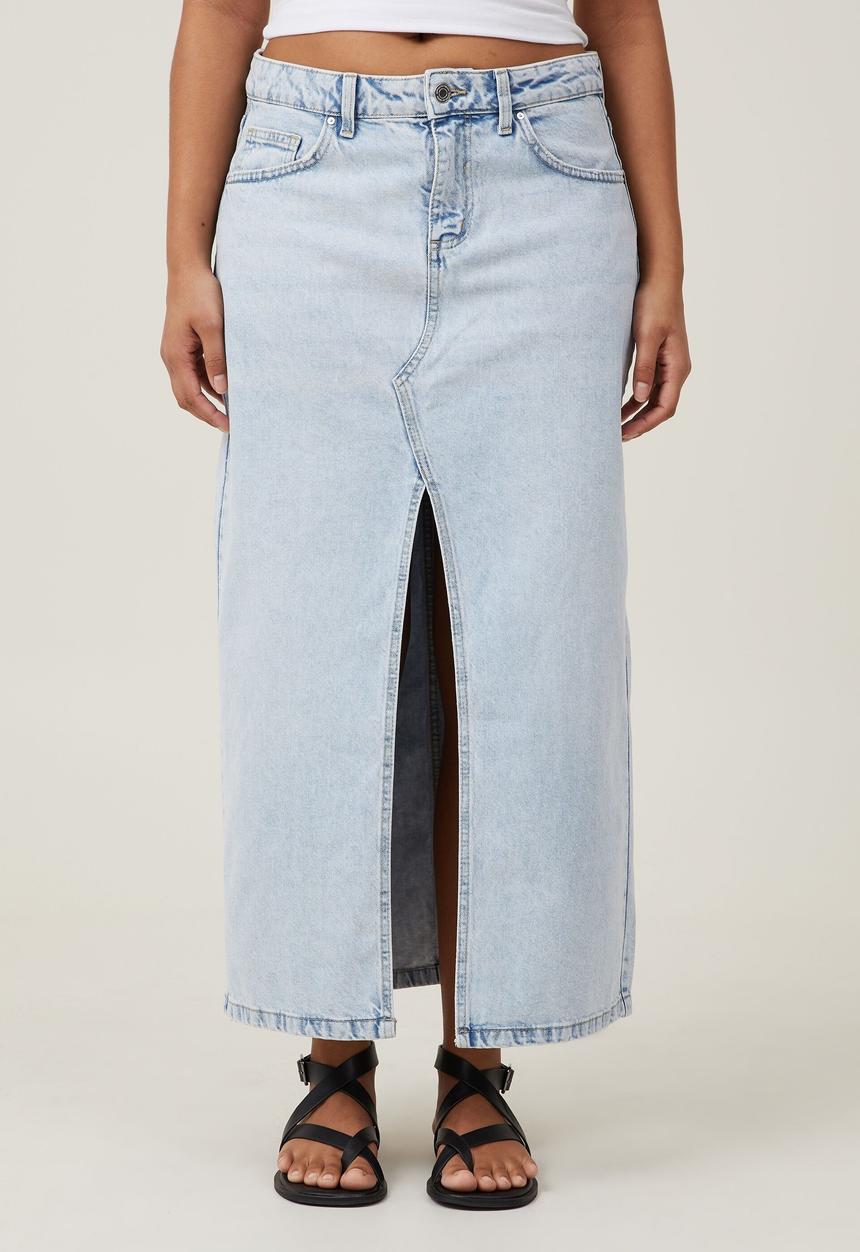 Cotton On - Bailey denim maxi skirt - palm blue