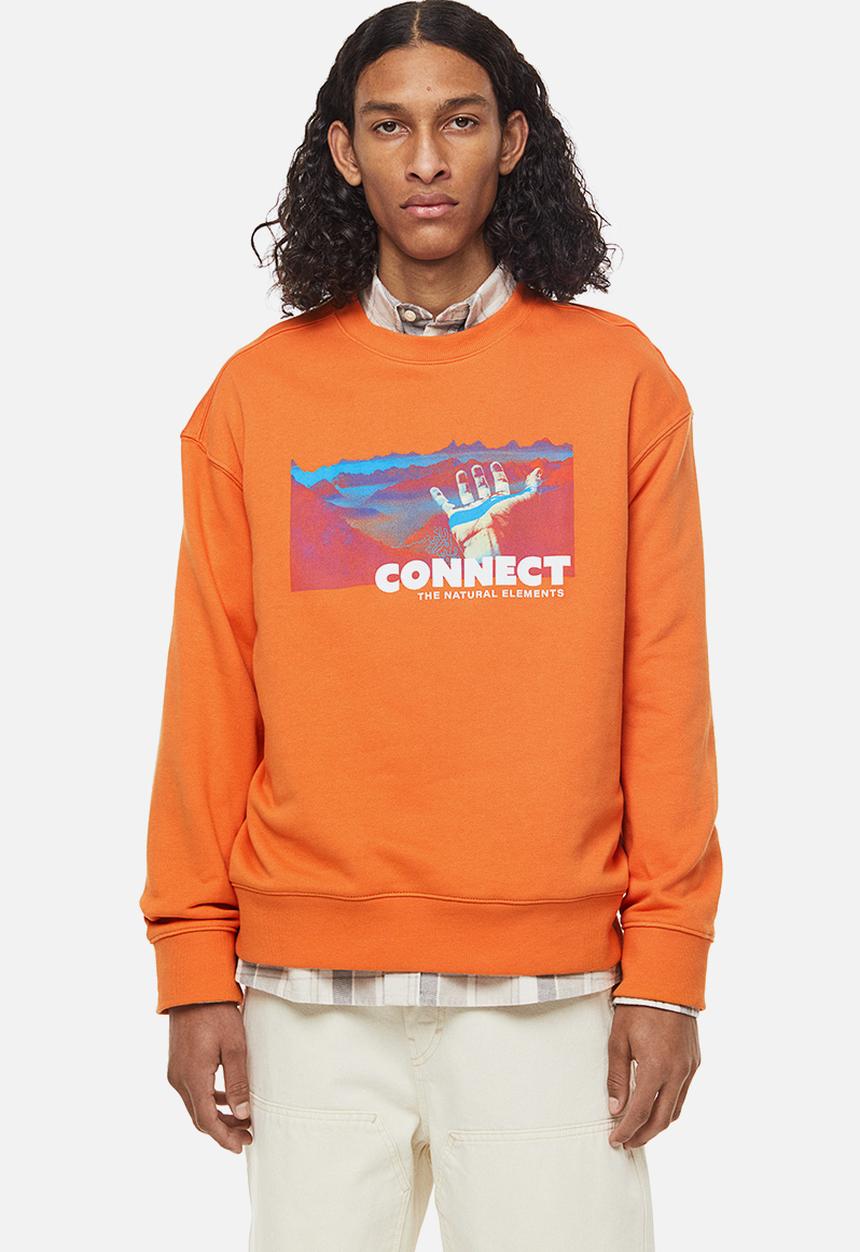 H&M - Relaxed fit printed sweatshirt - orange/connect
