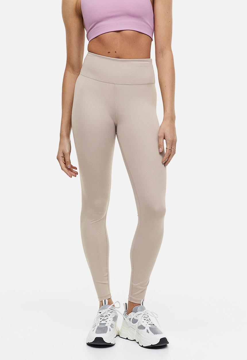 H&M - High waist sports tights - light beige