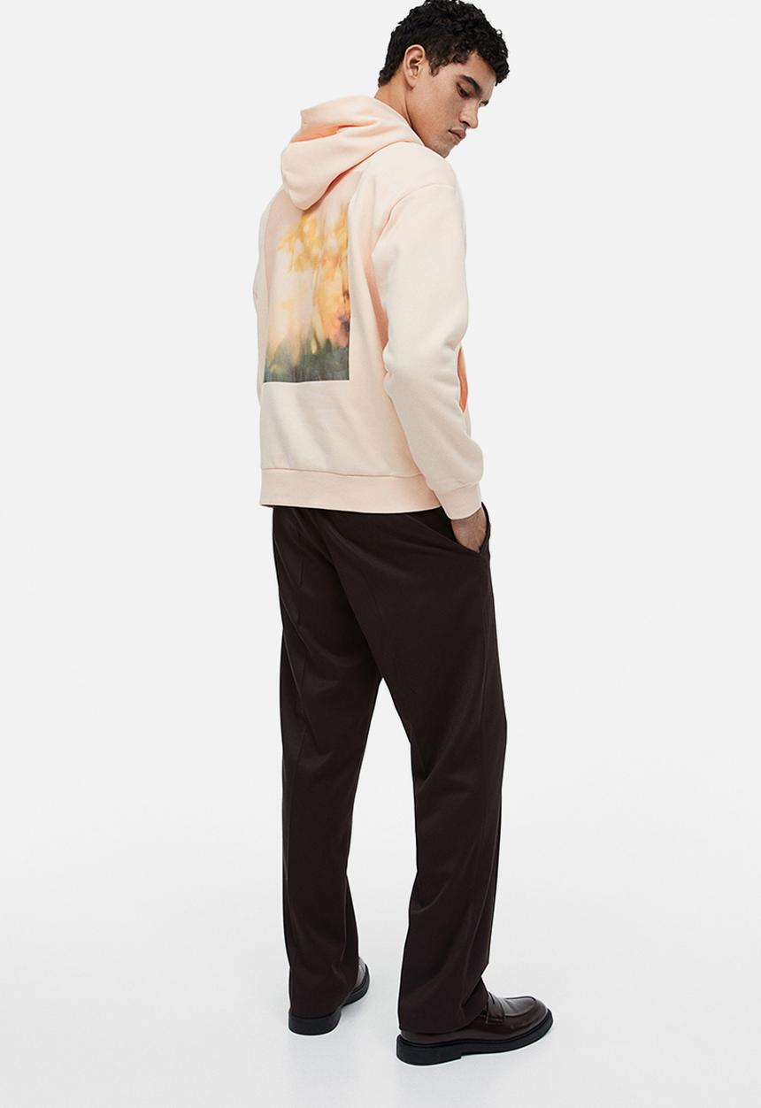 H&M - Relaxed fit printed hoodie - apricot/orchids 