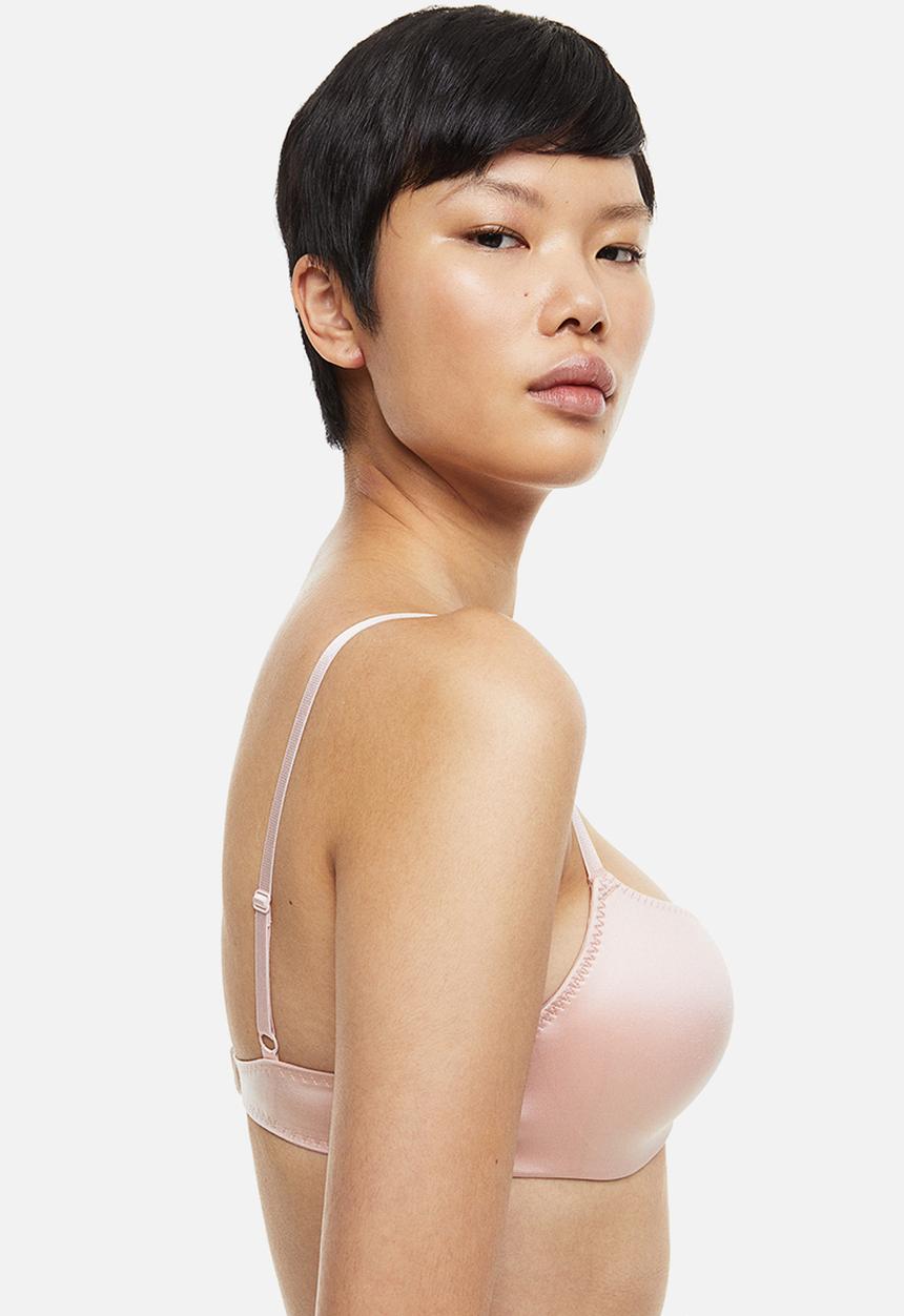 H&M - Stretch satin super push-up bra - light pink 