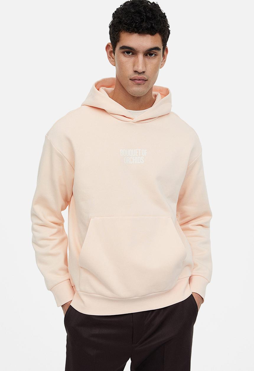 H&M - Relaxed fit printed hoodie - apricot/orchids 