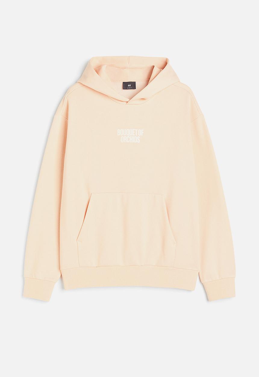 H&M - Relaxed fit printed hoodie - apricot/orchids 