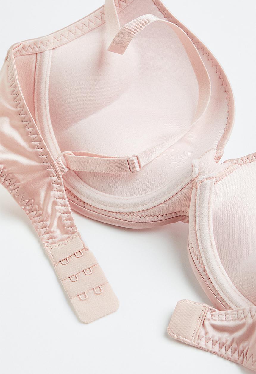 H&M - Stretch satin super push-up bra - light pink 