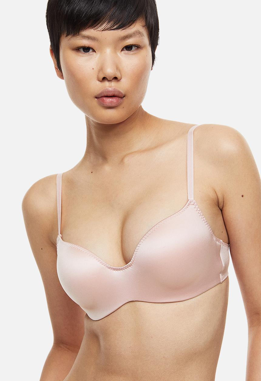 H&M - Stretch satin super push-up bra - light pink 